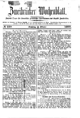 Zweibrücker Wochenblatt Dienstag 12. Oktober 1869