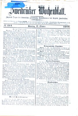 Zweibrücker Wochenblatt Sonntag 17. Oktober 1869