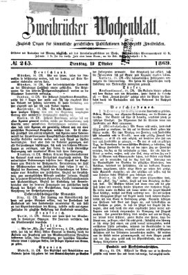 Zweibrücker Wochenblatt Dienstag 19. Oktober 1869