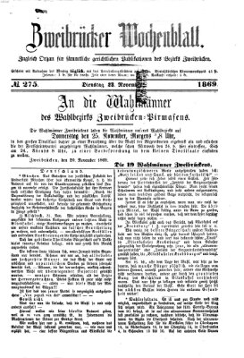 Zweibrücker Wochenblatt Dienstag 23. November 1869