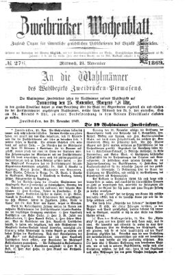 Zweibrücker Wochenblatt Mittwoch 24. November 1869