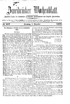 Zweibrücker Wochenblatt Dienstag 7. Dezember 1869