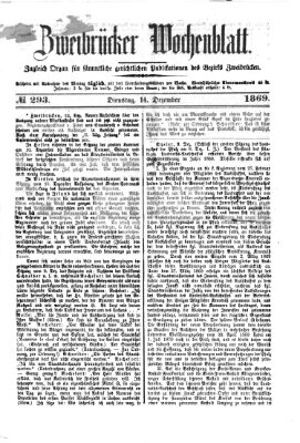 Zweibrücker Wochenblatt Dienstag 14. Dezember 1869