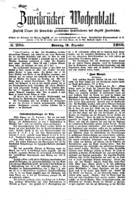 Zweibrücker Wochenblatt Sonntag 19. Dezember 1869