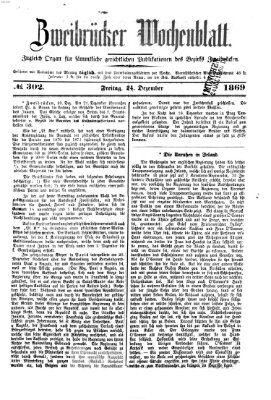 Zweibrücker Wochenblatt Freitag 24. Dezember 1869