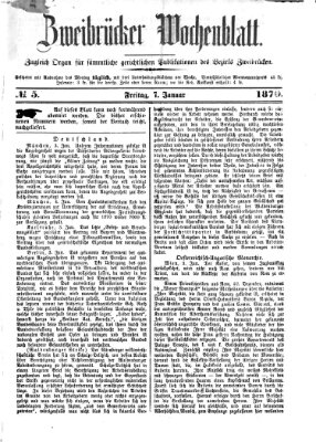 Zweibrücker Wochenblatt Freitag 7. Januar 1870