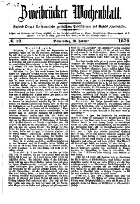 Zweibrücker Wochenblatt Donnerstag 13. Januar 1870