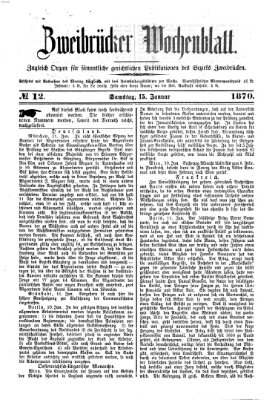 Zweibrücker Wochenblatt Samstag 15. Januar 1870