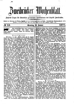 Zweibrücker Wochenblatt Sonntag 16. Januar 1870