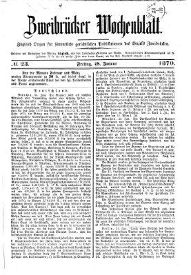 Zweibrücker Wochenblatt Freitag 28. Januar 1870