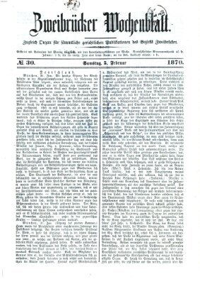 Zweibrücker Wochenblatt Samstag 5. Februar 1870