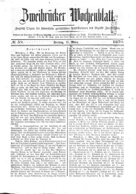 Zweibrücker Wochenblatt Freitag 11. März 1870