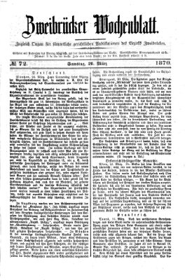 Zweibrücker Wochenblatt Samstag 26. März 1870