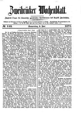 Zweibrücker Wochenblatt Donnerstag 9. Juni 1870