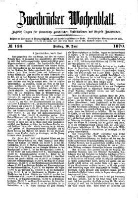 Zweibrücker Wochenblatt Samstag 10. September 1870