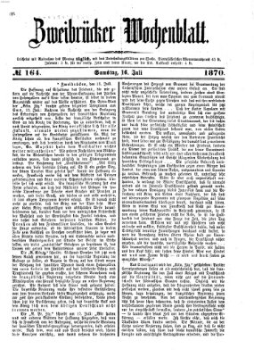 Zweibrücker Wochenblatt Samstag 16. Juli 1870