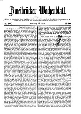 Zweibrücker Wochenblatt Sonntag 17. Juli 1870