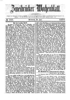 Zweibrücker Wochenblatt Mittwoch 20. Juli 1870