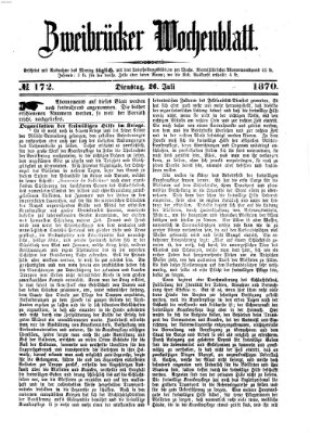 Zweibrücker Wochenblatt Dienstag 26. Juli 1870