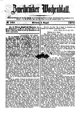 Zweibrücker Wochenblatt Mittwoch 3. August 1870