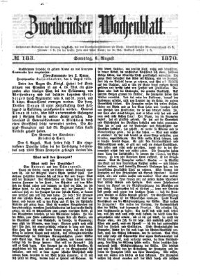 Zweibrücker Wochenblatt Samstag 6. August 1870