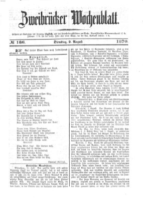 Zweibrücker Wochenblatt Dienstag 9. August 1870