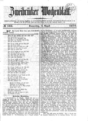 Zweibrücker Wochenblatt Donnerstag 11. August 1870