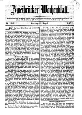 Zweibrücker Wochenblatt Sonntag 21. August 1870