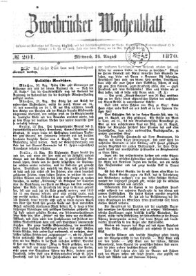 Zweibrücker Wochenblatt Mittwoch 24. August 1870