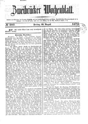 Zweibrücker Wochenblatt Freitag 26. August 1870