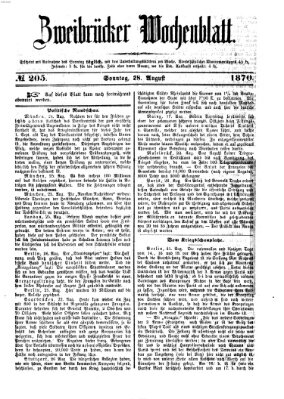 Zweibrücker Wochenblatt Sonntag 28. August 1870