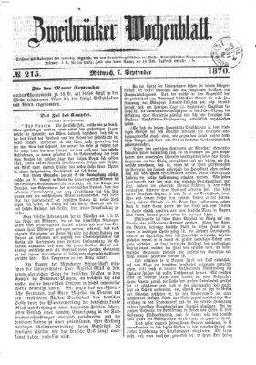 Zweibrücker Wochenblatt Mittwoch 7. September 1870