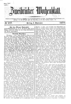 Zweibrücker Wochenblatt Freitag 9. September 1870