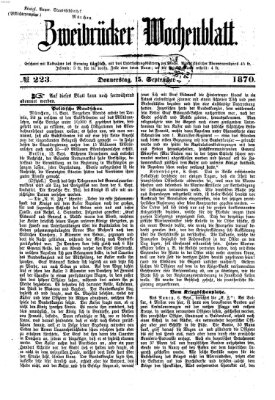 Zweibrücker Wochenblatt Donnerstag 15. September 1870