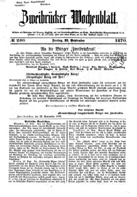 Zweibrücker Wochenblatt Freitag 23. September 1870