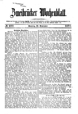 Zweibrücker Wochenblatt Sonntag 25. September 1870