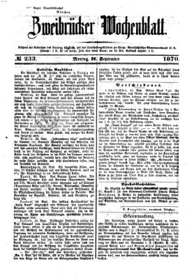 Zweibrücker Wochenblatt Montag 26. September 1870