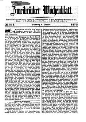 Zweibrücker Wochenblatt Samstag 8. Oktober 1870