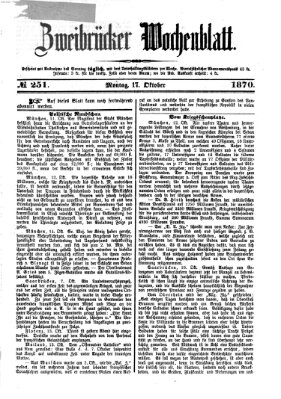 Zweibrücker Wochenblatt Montag 17. Oktober 1870