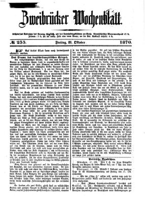 Zweibrücker Wochenblatt Freitag 21. Oktober 1870