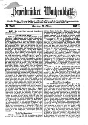 Zweibrücker Wochenblatt Samstag 22. Oktober 1870