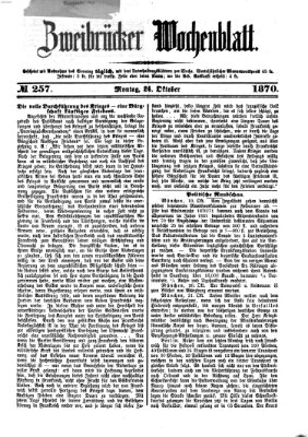 Zweibrücker Wochenblatt Montag 24. Oktober 1870