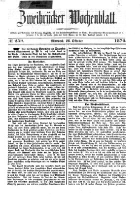 Zweibrücker Wochenblatt Mittwoch 26. Oktober 1870