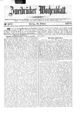 Zweibrücker Wochenblatt Freitag 28. Oktober 1870