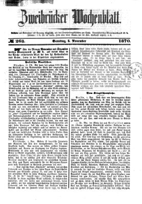 Zweibrücker Wochenblatt Samstag 5. November 1870