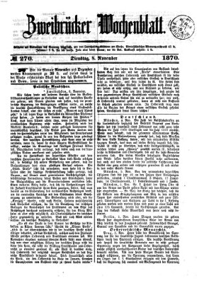 Zweibrücker Wochenblatt Dienstag 8. November 1870