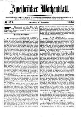 Zweibrücker Wochenblatt Mittwoch 9. November 1870