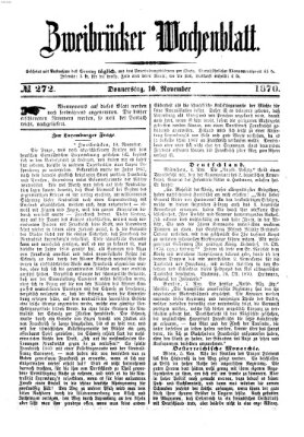 Zweibrücker Wochenblatt Donnerstag 10. November 1870