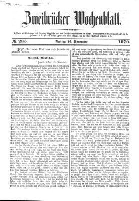 Zweibrücker Wochenblatt Samstag 26. November 1870