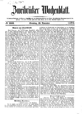 Zweibrücker Wochenblatt Dienstag 29. November 1870